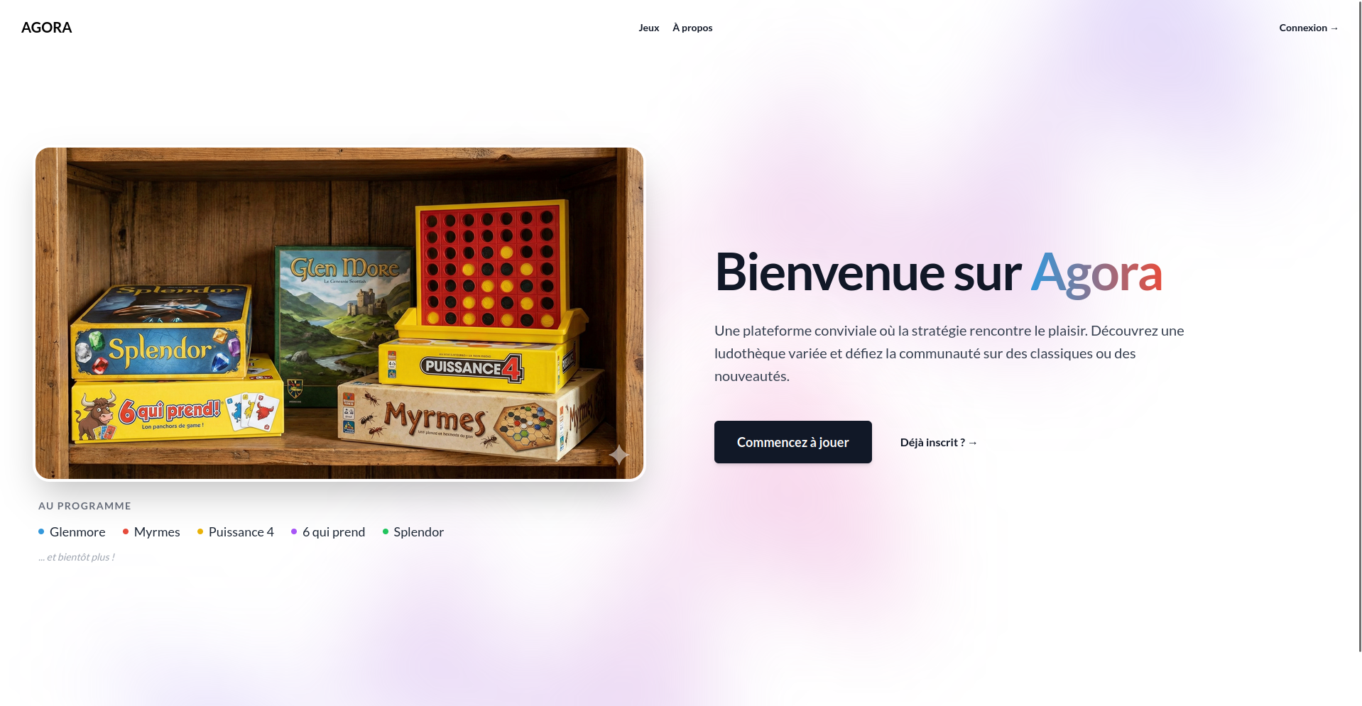 Capture de la plateforme AGORA : jeux de plateau en temps réel (Symfony, Mercure)