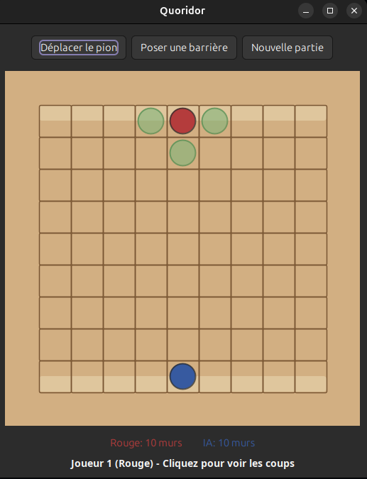 Capture du jeu Corridor (Quoridor) avec interface et intelligence artificielle